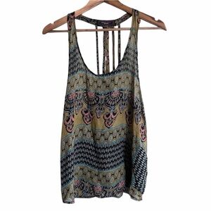 Lucy Love Boho Festival Tank Top M Multicolor Paisley Strappy Back Sleeveless